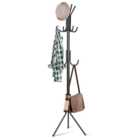 6-Hook Iron Coat & Clothes Stand – Elegant Black
